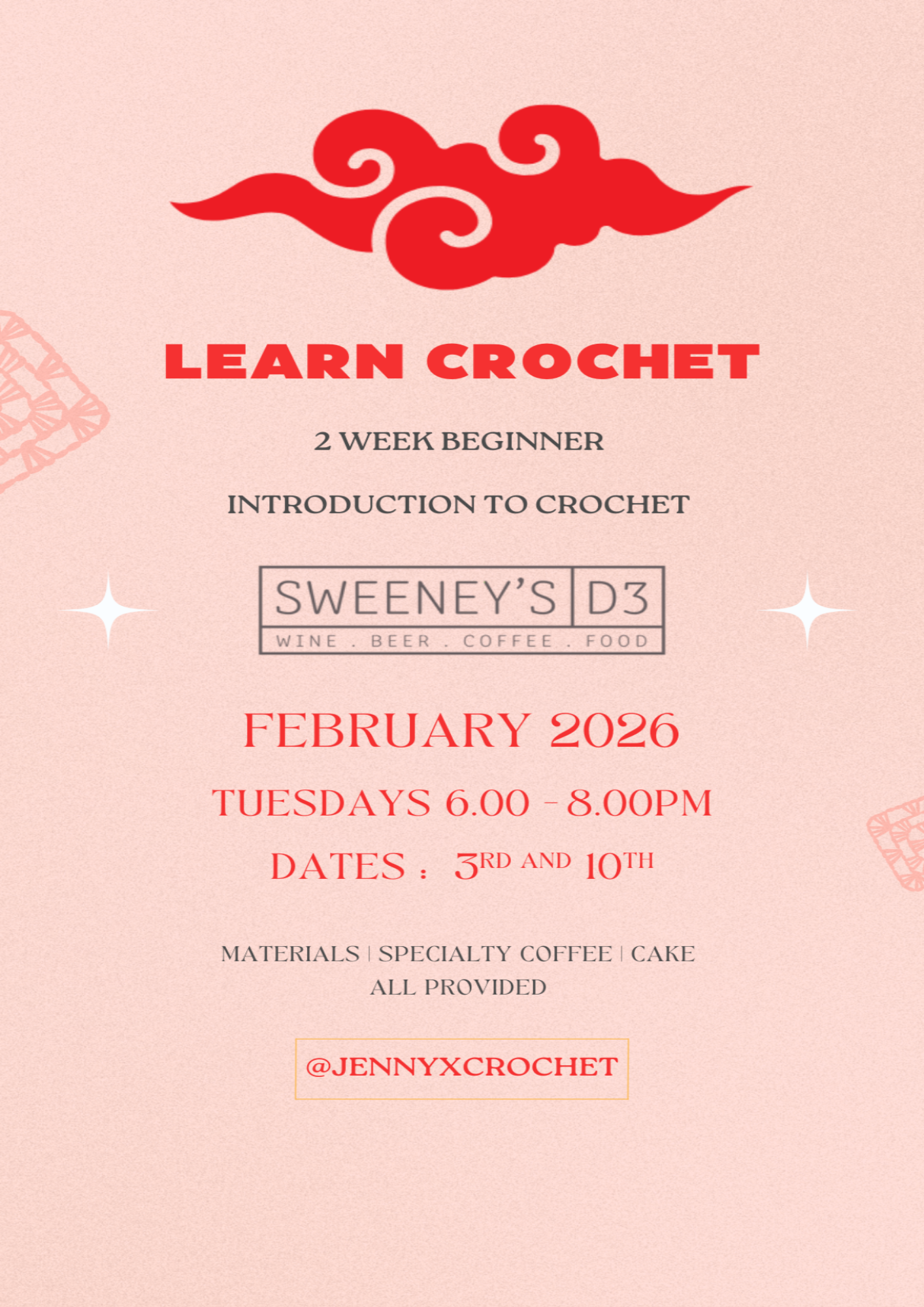Poster for Beginner Crochet Classes Dublin Fairview