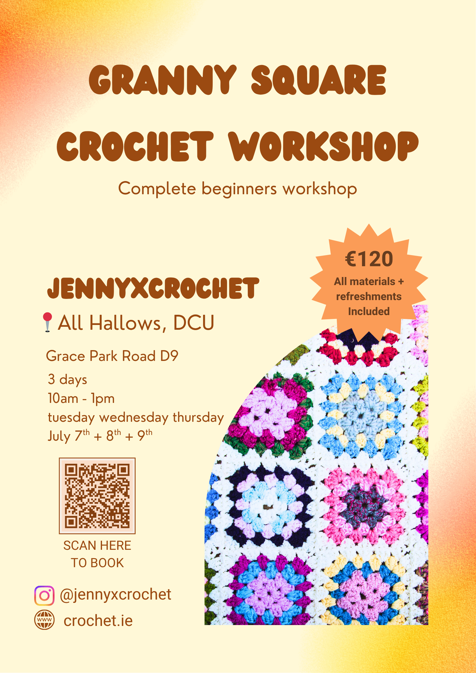 Granny Square Workshop - 3 Days All Hallows DCU Drumcondra Dublin 9