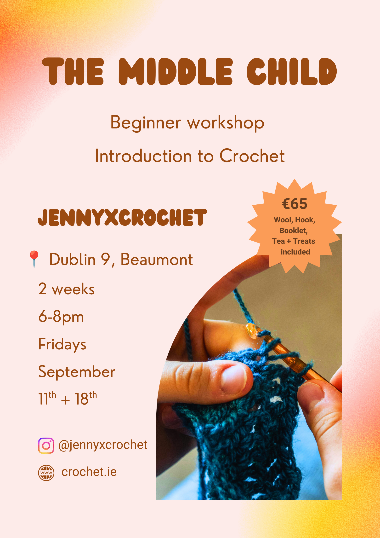 September Crochet Basics Workshop The Middle Child (2 Weeks) - Beginner Stitches