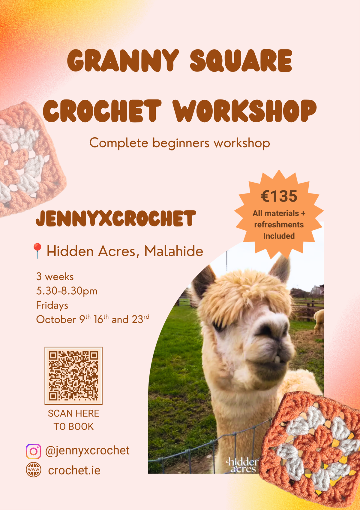 Granny Square Workshop - Hidden Acres Malahide October